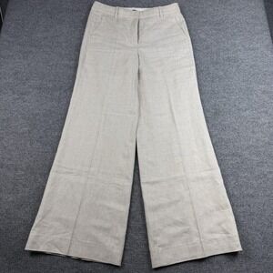 J.Crew Carolina Pants Womens 10 Beige Linen Blend Wide Leg Dress Lined Trousers